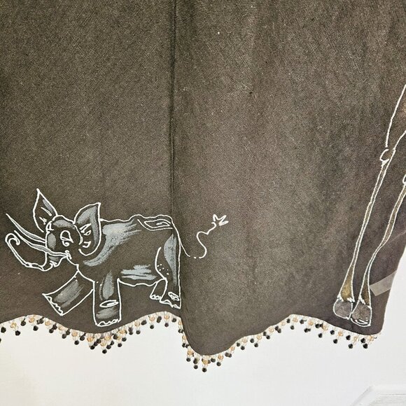 Cut Lose New Vintage Novelty Animal Applique !00% Linen Black Dress SZ S - Picture 7 of 10